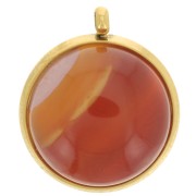 303L stainless steel Pendant setting for flat base 12mm cabochon - Gold x1