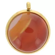 303L stainless steel Pendant setting for flat base 12mm cabochon - Gold x1