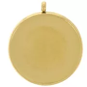 303L stainless steel Pendant setting for flat base 16mm cabochon - Gold x1