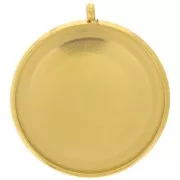 303L stainless steel Pendant setting for flat base 20mm cabochon - Gold x1