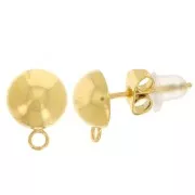 7mm 304L stainless steel Half-ball earstuds - Gold x2