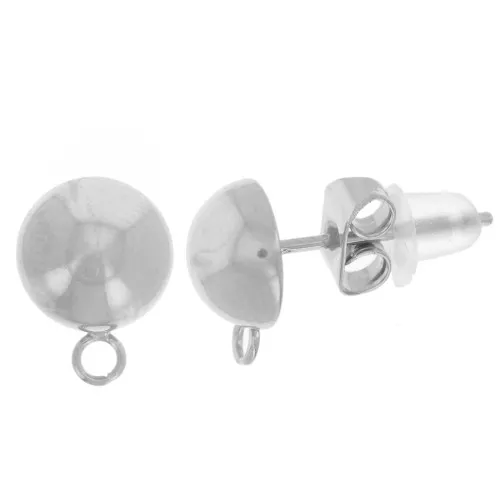 7mm 304L stainless steel Half-ball earstuds x2