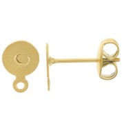 6mm 304L Stainless steel disk earstuds with closed ring - Gold Tone x20|raw }}