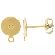 8mm 304L Stainless steel disk earstuds with closed ring - Gold Tone x20