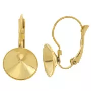 Earrings Dormeuses - cabochon Rivoli 1122 12 mm Stainless steel 303L Gold x2
