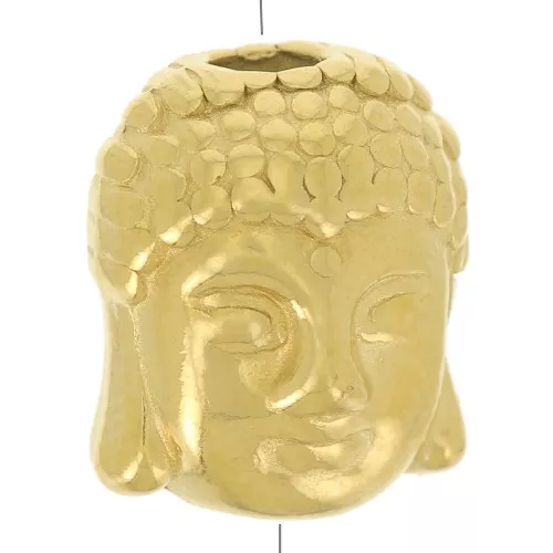 Buddha Head Bead 9x11 mm - Gold-Plated 304 Stainless Steel x1