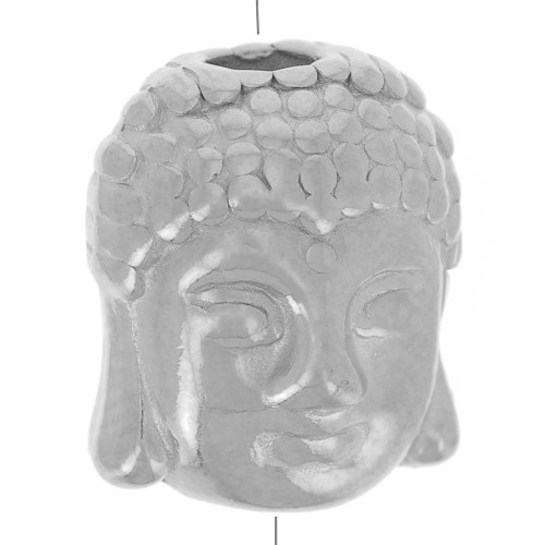 Buddha-Head Bead, 9x11 mm - 304 Stainless Steel x1