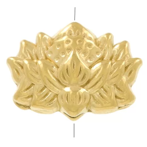Lotus Flower Bead 8x12 mm - Gold-Plated 304 Stainless Steel x1