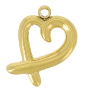 12x8.5mm 304L stainless steel Hollow heart charm - Gold x1