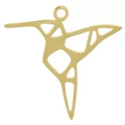 18x18mm 316L stainless steel Origami hummingbird charm - Gold x1