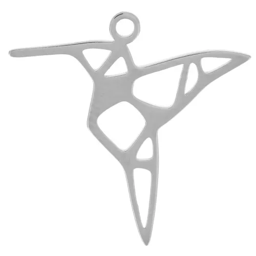 18x18mm 316L stainless steel Origami hummingbird charm x1