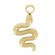 10x5mm 304L stainless steel Snake charm - Gold x1