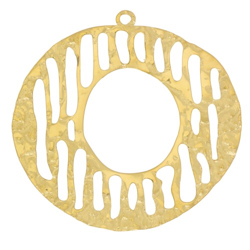 30mm stainless steel 316L hammered graphic irregular Pendants - Gold x2