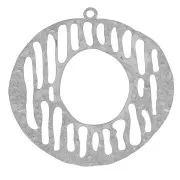 30mm stainless steel 316L hammered graphic irregular Pendants x2