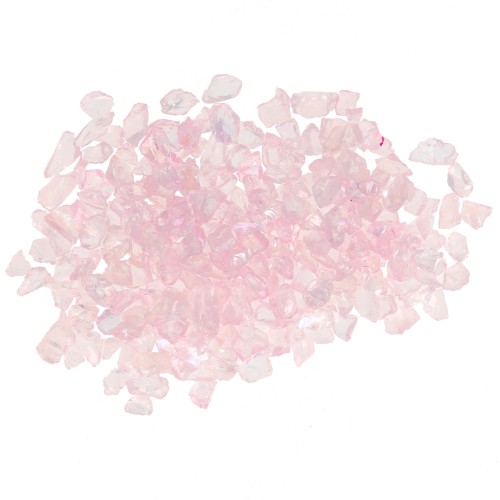 Crushed glass chips for resin - Irregular shine - Light pink AB x7g
