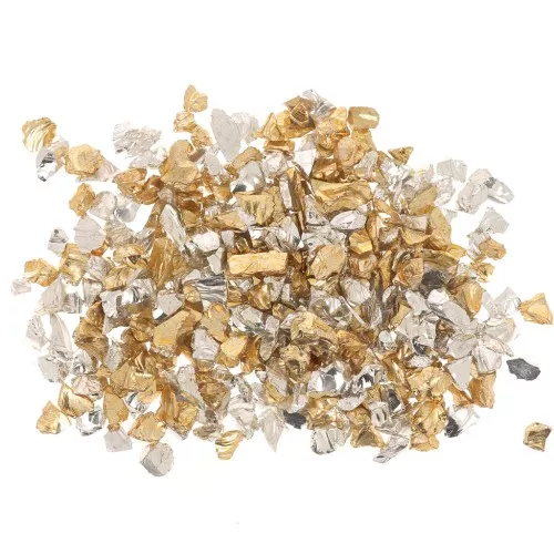 Crushed glass chips for resin - Irregular shine - Mix Gold - Silver x10g