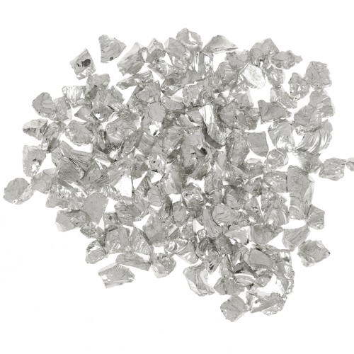 Crushed glass chips for resin - Irregular shine - Silver x10g