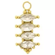 17x8mm Stainless steel 304L Pendant bar with zirconium oxides - Gold - Crystal x1