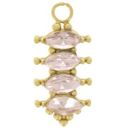 17x8mm Stainless steel 304L Pendant bar with zirconium oxides - Gold - Pink x1|raw }}