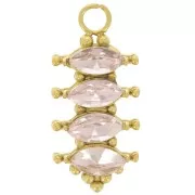 17x8mm Stainless steel 304L Pendant bar with zirconium oxides - Gold - Pink x1