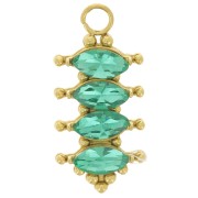 17x8mm Stainless steel 304L Pendant bar with zirconium oxides - Gold - Emerald x1|raw }}