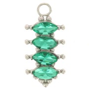 17x8mm 304L stainless steel Pendant bar with zirconium oxides - Emerald x1|raw }}