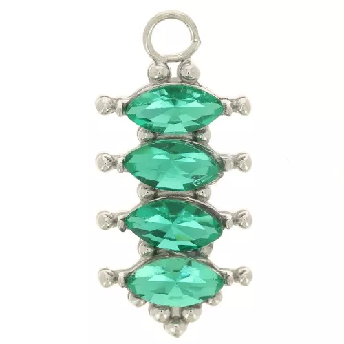 17x8mm 304L stainless steel Pendant bar with zirconium oxides - Emerald x1