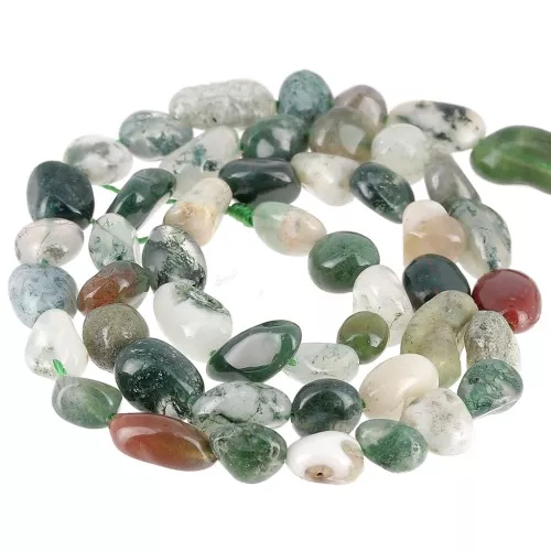 4 - 6mm Irregular nugget gemstone beads - Moss Agate x39cm