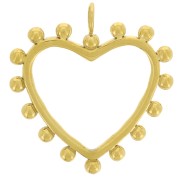20x18mm 304L stainless steel Hollow heart pendant with small ball - Gold x1|raw }}