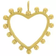 20x18mm 304L stainless steel Hollow heart pendant with small ball - Gold x1