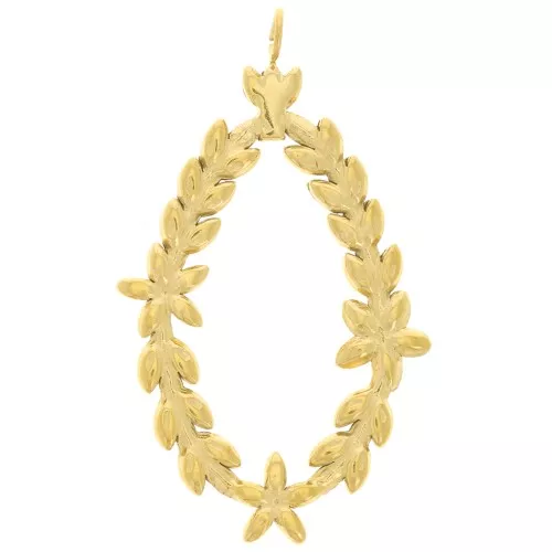 34x19mm Stainless steel 304L Pendants laurel leaf wreath - Gold x2