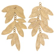 43x23mm 304L stainless steel Hammered leaf pendants with chain - Gold x2