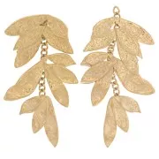 43x23mm 304L stainless steel Hammered leaf pendants with chain - Gold x2