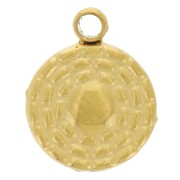 7mm 304L stainless steel Round textured charm - Gold x1