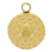 7mm 304L stainless steel Round textured charm - Gold x1