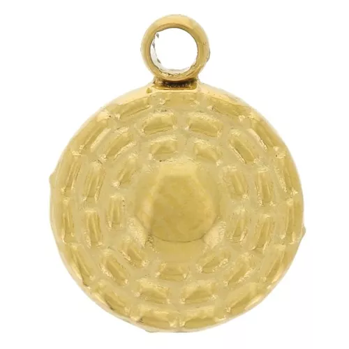 7mm 304L stainless steel Round textured charm - Gold x1