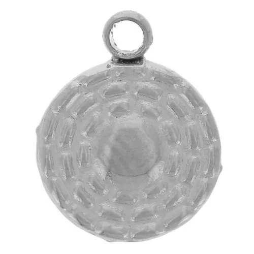 7mm 304L stainless steel Round textured charm x1