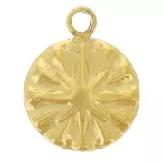 7mm 304L stainless steel round North Star charm - Gold x1