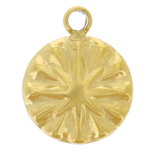7mm 304L stainless steel round North Star charm - Gold x1