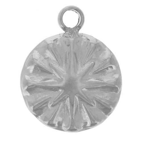 7mm 304L stainless steel round North Star charm x1