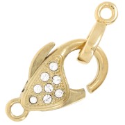 20mm Lobster clasp and tag with zirconium oxide - Gold Tone - Crystal x1|raw }}