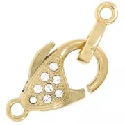 20mm Lobster clasp and tag with zirconium oxide - Gold Tone - Crystal x1