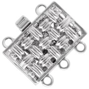 3-row rectangle clip clasp 14x9 mm - braiding pattern - White Bronze x1