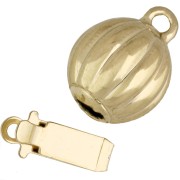 10x16mm Striated ball clip clasp - Gold Tone x1