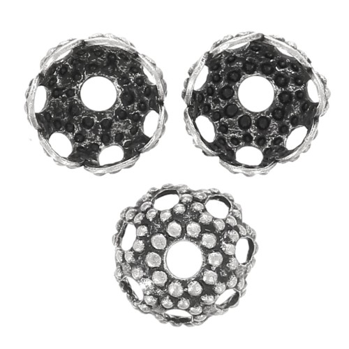 Filigreed saucers 4mm Old silver tone x20