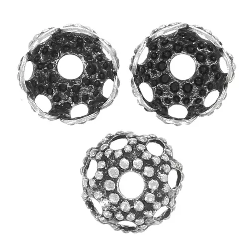 Filigreed saucers 4mm Old silver tone x20