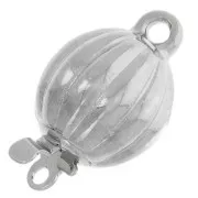 10x16mm Striated ball clip clasp - Rhodium Tone x1