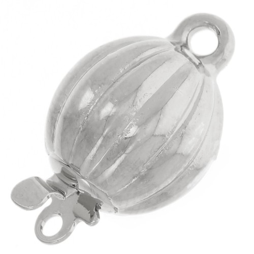 10x16 mm Ribbed Ball Clip Clasp - White Bronze x1