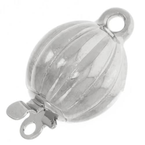 10x16 mm Ribbed Ball Clip Clasp - White Bronze x1