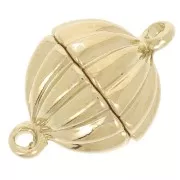 11mm Magnetic striated ball clasp - Gold Tone x1